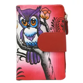    Cavaldi N18-SPW OWL červená dámska peňaženka z hovädzej kože 10 x 18 x 3 cm