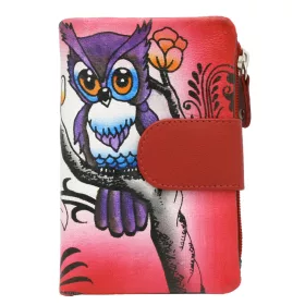    Cavaldi N18-SPW OWL červená dámska peňaženka z hovädzej kože 10 x 18 x 3 cm
