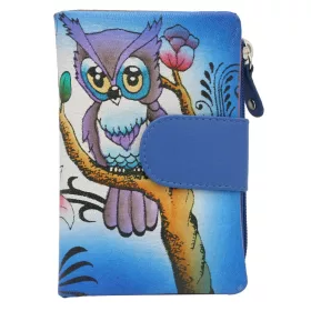    Cavaldi N18-SPW OWL modrá dámska peňaženka z hovädzej kože 10 x 18 x 3 cm