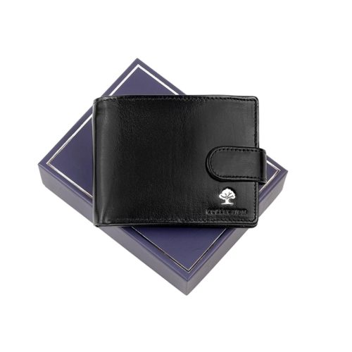  Luxusná 7870 RFID čierna pánska peňaženka z hovädzej kože 12 x 9,5 x 2 cm