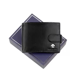    Luxusná 286-1 RFID čierna pánska peňaženka z hovädzej kože 12,5 x 9 x 2,5 cm