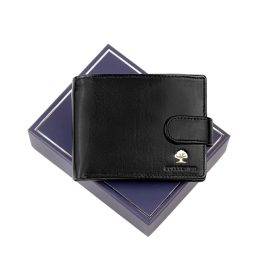    Luxusná 616 RFID čierna pánska peňaženka z hovädzej kože 12,5 x 9 x 2,5 cm