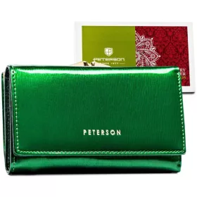    Dámska lakovaná kožená peňaženka Peterson PTN 55020-SH zelená, RFID 14,5 x 8,5 x 3 cm