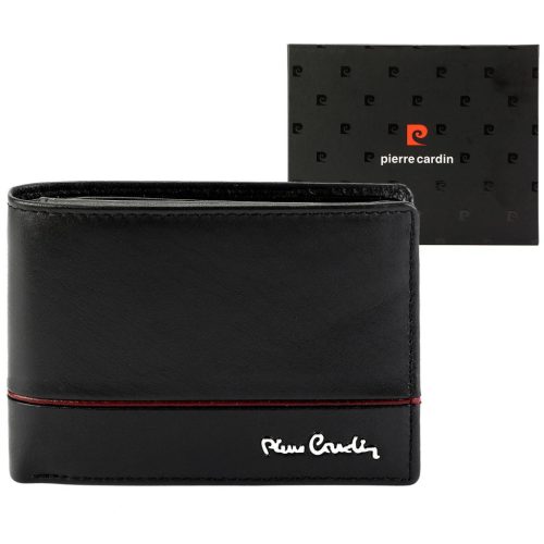  Pánska kožená peňaženka Pierre Cardin YS605 8806 čierno-červená 12 x 9,5 x 3 cm
