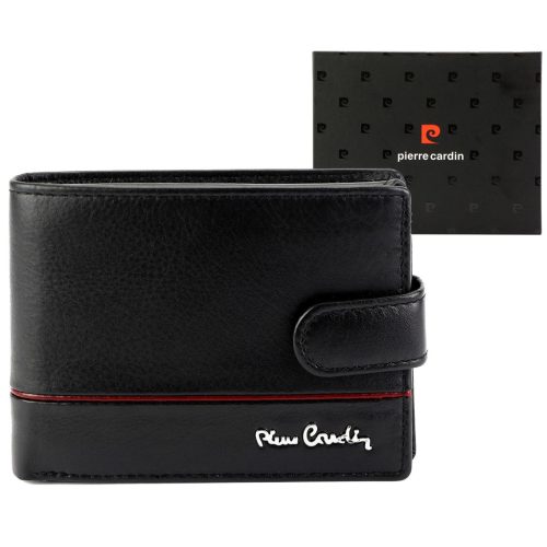  Pánska kožená peňaženka Pierre Cardin YS605 8806A čierno-červená 12,5 x 9,5 x 3 cm