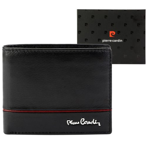  Pánska kožená peňaženka Pierre Cardin YS605 8825 čierno-červená 11 x 9 x 2,8 cm
