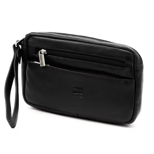  Nordee HP100 čierna pánska taška na opasok z hovädzej kože 23 x 14,5 x 6 cm