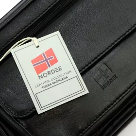    Nordee HP105 čierna pánska taška na opasok z hovädzej kože 24 x 16 x 8 cm