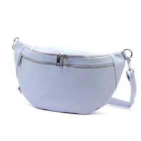    Luka 24-017 svetlomodrá dámska kožená kabelka na opasok, crossbody 37 x 22 x 11 cm