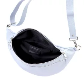   Luka 24-017 svetlomodrá dámska kožená kabelka na opasok, crossbody 37 x 22 x 11 cm
