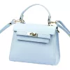  Dámska kožená kabelka Luka 19-17 MN v svetlomodrej farbe, crossbody, 23 x 19 x 12,5 cm