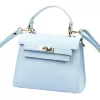  Dámska kožená kabelka Luka 19-17 MN v svetlomodrej farbe, crossbody, 23 x 19 x 12,5 cm