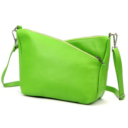  Dámska kožená kabelka cez rameno Luka 24-051 v jablkovo zelenej farbe 32 x 22 x 14 cm