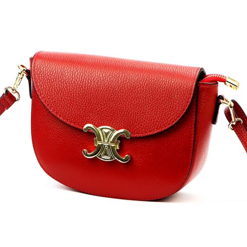  Dámska kožená kabelka cez rameno Luka 20-065 D červená 22 x 15 x 9 cm