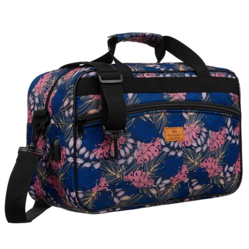  Rovicky R-TL15608 modro-ružová vzorovaná príručná batožina Wizz Air, Ryanair, cestovná taška 40 x 25 x 20 cm
