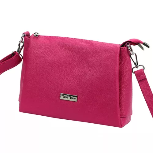  Dámska kožená kabelka MiaMore 01-002 DOLLARO magenta 27 x 20 x 10 cm