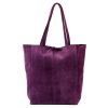  Dámska kožená kabelka cez rameno Patrizia 419-013-05 fialová, nákupná taška 38 x 38 x 13 cm
