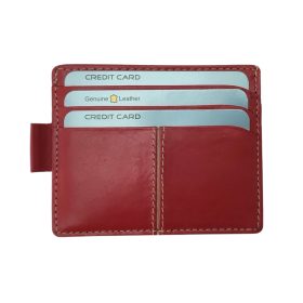    Dámsky červený kožený obal na bankové karty Giorgio Carelli 9,5 x 8 cm