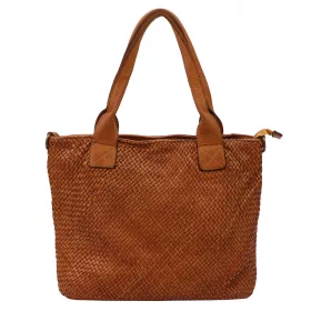    Dámska kožená kabelka cez rameno VS 014 koňakovej farby, bočná taška 39 x 30 x 15 cm