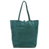  Dámska kožená kabelka cez rameno Patrizia 419-013-05 tyrkysová, nákupná taška 38 x 38 x 13 cm