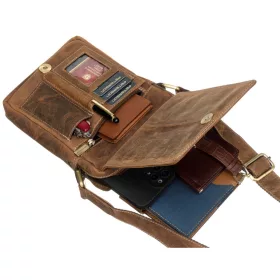    Peterson PTN 250586-NSH hnedá pánska kožená bočná taška 16 x 21 x 6 cm
