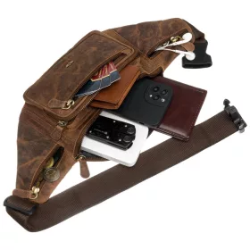    Peterson PTN 2506-NSH hnedá kožená taška na opasok 40 x 14 x 10 cm