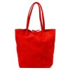  Dámska kožená kabelka cez rameno Patrizia 419-013-05 červená, nákupná taška 38 x 38 x 13 cm