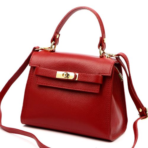  Dámska kožená kabelka Luka 19-17 MN bordovej farby, taška cez rameno 23 x 19 x 12,5 cm