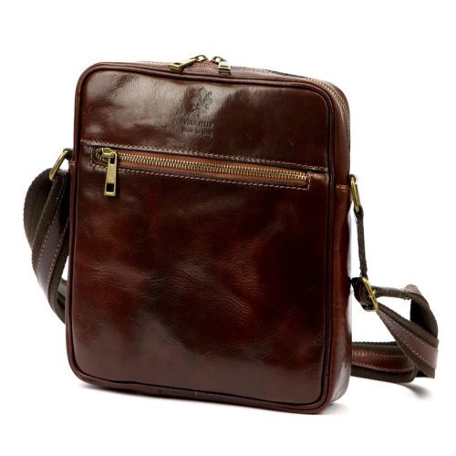  Pánska kožená crossbody kabelka Florence 68 TAMP hnedej farby 24 x 25 x 6,5 cm