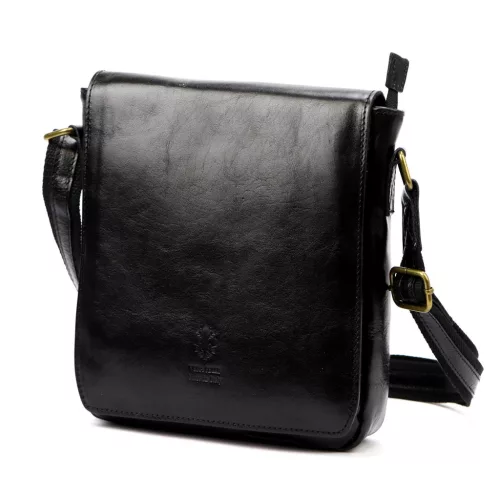  Pánska kožená crossbody kabelka Florence 69 TAMP čierna 26 x 24 x 6,5 cm