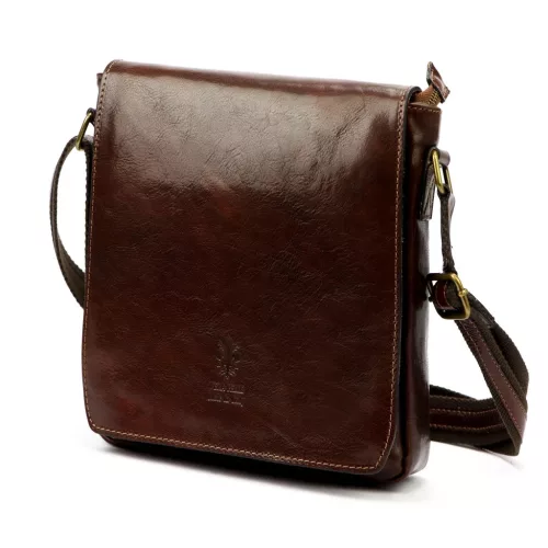  Pánska kožená crossbody kabelka Florence 69 TAMP hnedej farby 26 x 24 x 6,5 cm