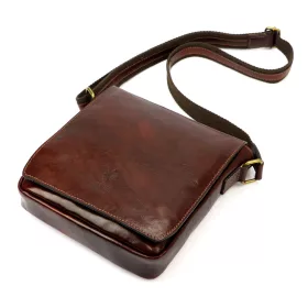    Pánska kožená crossbody kabelka Florence 69 TAMP hnedej farby 26 x 24 x 6,5 cm