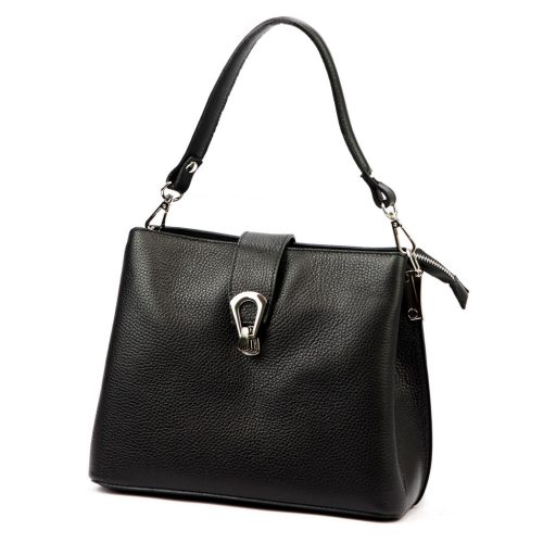  Dámska kožená kabelka cez rameno Luka 24-069 čierna 27 x 21,5 x 13 cm