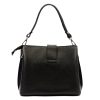  Dámska kožená kabelka cez rameno Luka 24-069 čierna 27 x 21,5 x 13 cm