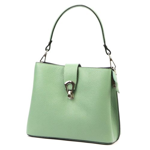  Dámska kožená kabelka cez rameno Luka 24-069 mätovozelenej farby 27 x 21,5 x 13 cm