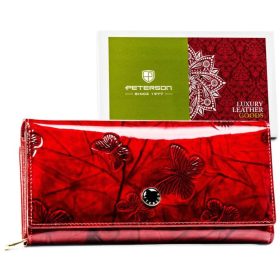    Dámska kožená peňaženka Peterson PTN 42100-BFBC s červeným motýlím vzorom 19,5 x 10 x 3,5 cm