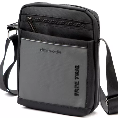  Pánska crossbody kabelka Pierre Cardin 2051 ALAN09 tmavosivá 20 x 24 x 9 cm
