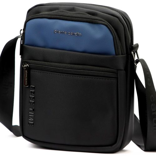  Pánska crossbody kabelka Pierre Cardin 2061 ALAN09 modro-čierna 20 x 24 x 9 cm