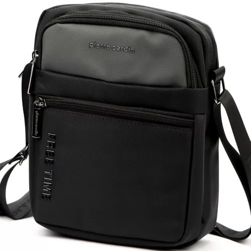 Pánska crossbody kabelka Pierre Cardin 2061 ALAN09 tmavosivá 20 x 24 x 9 cm