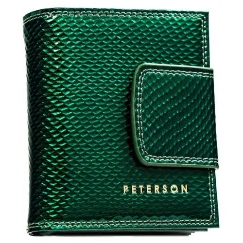  Dámska peňaženka Peterson PTN 42329-DSL z hovädzej kože v zelenej farbe 8,5 x 10,5 x 3,5 cm
