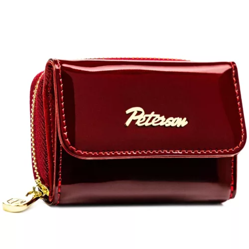  Dámska kožená peňaženka Peterson PTN BC-423229 malá červená 7 x 9 x 3 cm, RFID