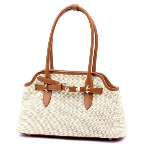  Dámska kožená kabelka cez rameno Luka 24-073 béžovej farby 38 x 24 x 12 cm