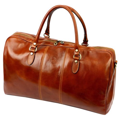  Cestovná taška Florence 130/0788 TAMP z koňakovej kože 65 x 34 x 34 cm