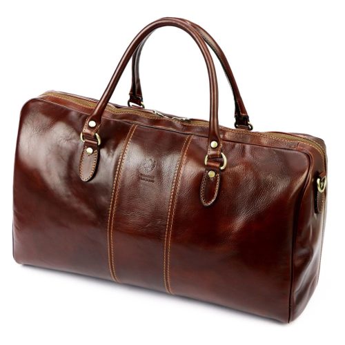  Cestovná taška Florence 130/0788 TAMP z hnedej kože 65 x 34 x 34 cm
