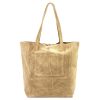  Dámska kožená kabelka cez rameno Patrizia 419-013-05 béžovej farby 38 x 38 x 13 cm