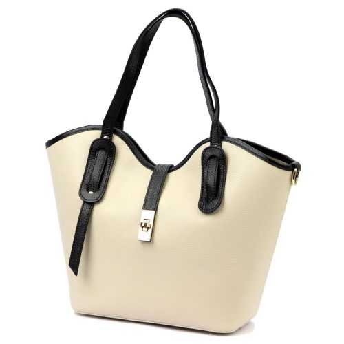  Dámska kožená kabelka cez rameno Luka 24-079 béžovej farby 38 x 28 x 13 cm