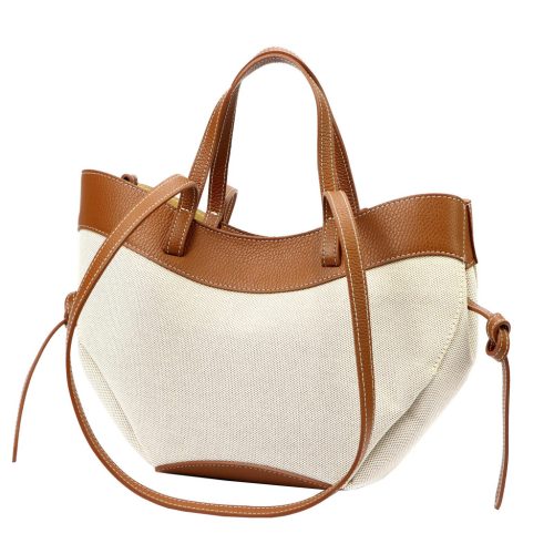  Dámska kožená kabelka Luka 24-081 MN béžovej farby, taška cez rameno 31 x 25 x 11 cm