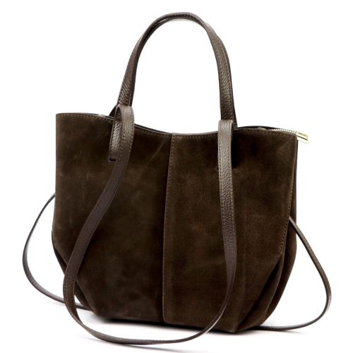  Dámska kožená kabelka Luka 24-082 tmavohnedá, cez rameno 31 x 25 x 11 cm