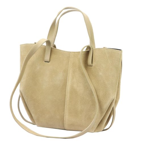  Dámska kožená kabelka Luka 24-082 béžovej farby, taška cez rameno 31 x 25 x 11 cm
