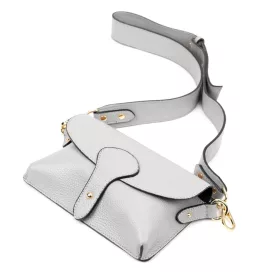    Dámska kožená kabelka cez rameno Luka 24-076 sivá 22 x 15 x 6 cm